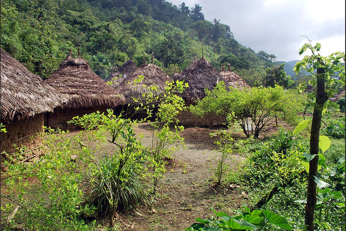 A traditional village of the Kankwamo people in the mountains of the Sierra Nevada, Magdalena department.