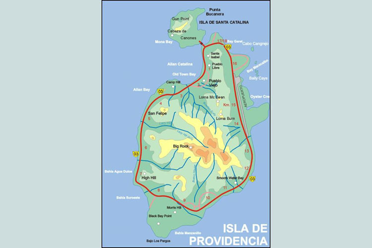 Providence is about five miles long. To the north is a smaller island called Santa Catalina or Ketleena to the locals. Together they are home to about 5000 people.